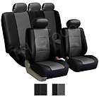 PU Leather Seat Covers W. 5 Headrests & Solid Bench Gray & Black (Fits 