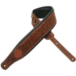  Levys MSS2 XL 24 Brown 2.5 inch Leather Guitar Strap 