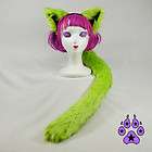 KITTY cat TAIL EARS COMBO cosplay cYbEr Goth Anime Hat furry 