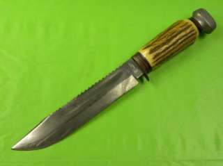German Germany KNECHT & Co Solingen huge saw back stag Hunting knife 