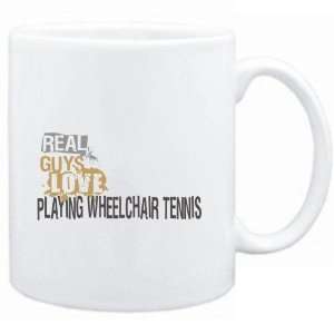 Mug White  Real guys love playing Wheelchair Tennis 