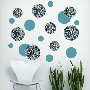 Paisley Dot Wall Decals Teal Black and White 