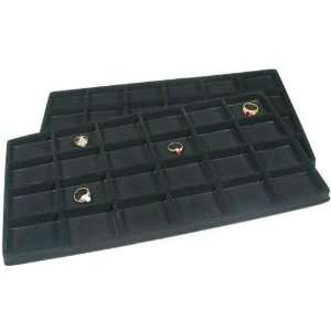  2 Black 24 Slot Coin Jewelry Showcase Display Tray Inserts 