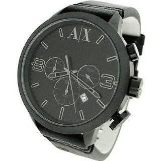 Armani Exchange Watch, Mens Chronograph Black Leather Strap 