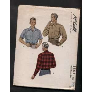  Vintage 1944 Mens Sport Shirt Sewing Pattern McCalls 
