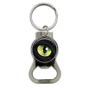  Cat Green Eye   Bottle Cap Opener Keychain Ring 