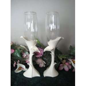  Graceful Lily Ivory Calla Lily Toasting Glasses 