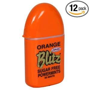 Blitz Power Mints, Sugar Free Orange, 50 Mints (Pack of 12)