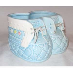 Blue Boy Baby Booties Planter Perfect for Craft Project 3.5 in Tall X 