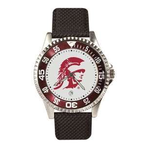 USC Trojans Mens Competitor Watch W/Leather Band  Sports 