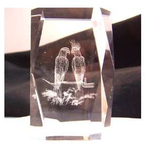  Laser Art Crystal with Love Birds 