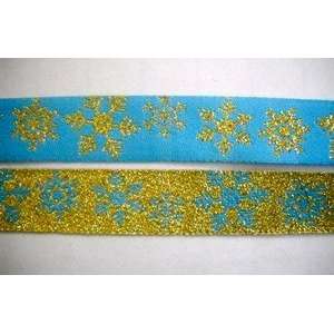  12 Yds Double Sided Blue and Gold Holiday Flat Trim 5/8 