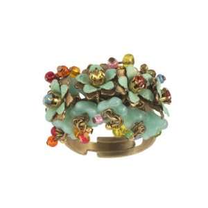  Design Adjustable Ring Decorated with Hand Painted Flowers, Vintage 