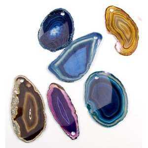   Gemstone Agate Slice Pendants with Drilled Hole 