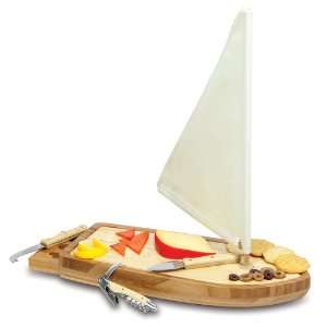 Sailboat Bamboo Cheese Board w/ Tools 