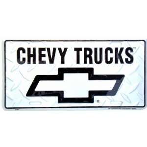  LP   014 Chevy Trucks License Plate Silver Diamond Cut 