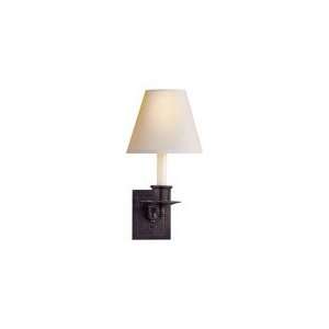 Studio Single Swing Arm Sconce in Bronze with Natural Paper Shade by 