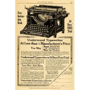  1916 Ad Typewriter Emporium Trial Underwood Machine 