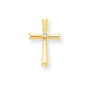  14k Yellow Gold VS Diamond Cross Pendant Jewelry