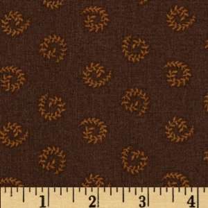  44 Wide Coco Express Olive Branch Swirl Brown Fabric By 