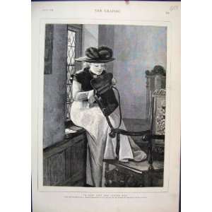  1878 Woman Peeping Into Letter Bag Window Chair Print 