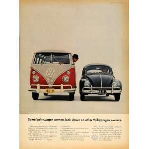  1963 Ad Volkswagen Bus and VW Beetle Car Vintage MPG 