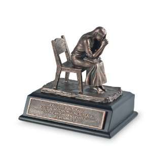  Bronze Resin Praying Woman Sculpture With Black Wood Base 