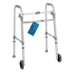 Walker Folding One Button with 5 inch wheels   Carex Health Brands 