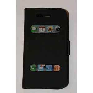  Black iPhone 4G Soft Leather Flip Wallet Case Cover + Screen 