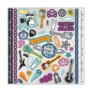   Rock Star Glitter Cardstock Stickers 12X12 Element; 3 Items/Order