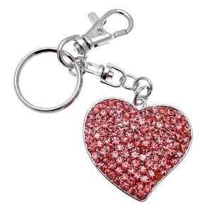 Acosta Jewellery   Pink Crystal Encrusted Heart   Bag Charm / Keyring