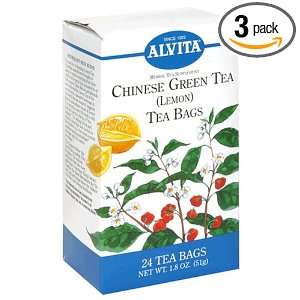  Alvita Tea Bags, Chinese Green Tea Lemon, 24 tea bags 