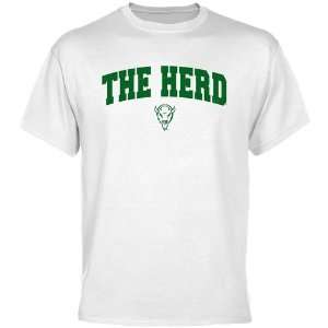  NCAA Marshall Thundering Herd White Mascot Arch T shirt 