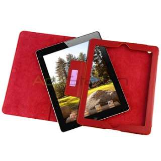   ACCESSORY FOR APPLE IPAD 2 RED LEATHER Smart Cover Case+HEADSET  