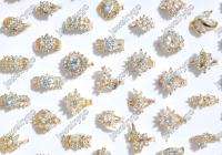 Wholesale 5 Crystal Cubic Zirconia brass&gold p Rings  