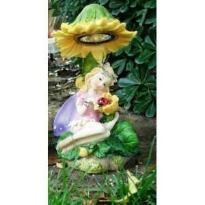  Solar Powered Garden Fairy with Yellow Flower Everything 