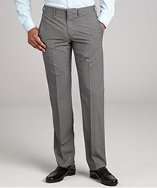 Prada grey wool flat front straight leg pants style# 319121501