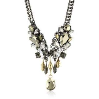 Anton Heunis Barbarella Crystal Leaf Chandelier Necklace   designer 