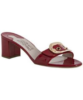 Ferragamo red patent leather Doda buckle sandals   