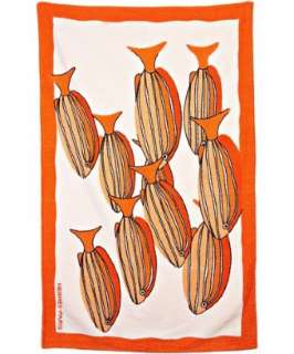 Hermes orange striped fish beach towel  