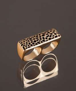 Adia Kibur gold leopard detailed double ring  