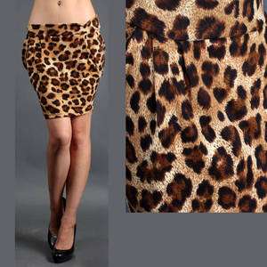  Fitted Pencil Cut Leopard Animal Print Design Clubwear Mini Skirt