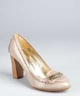style #319409201 taupe glossed leather loafer pumps