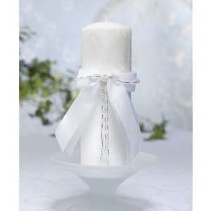  White Beaded Bow Palm Wax Pillar Candle Jewelry