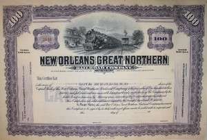   Northern Railroad Stock Certificate 100 Shares @ $100 each  