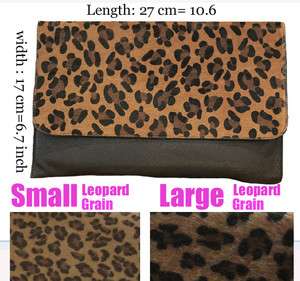 Ladys Leopard Print PU Leather Envelope Clutch bag Purse Handbag 
