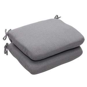 Pack of 2 Eco Friendly Textured Gray Rounded Outdoor Seat Cushions 18 