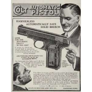  1912 Colt Automatic Pistol Hammerless Fire Arms Gun Ad 
