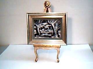 Gerte Hacker Framed Enamel on Copper Picture w Easel  