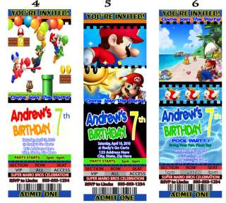 Super Mario Brothers Birthday Party Invitations Favors  